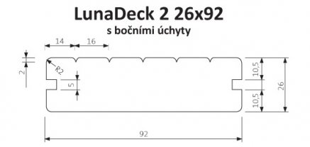 LunaDeck 2 26x92 s bočními úchyty - terasový profil - 2