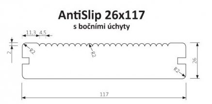 AntiSlip 26x117 - s bočními úchyty - terasový profil - 2